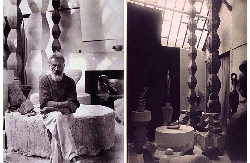 Constantin Brâncuşi în atelierul său parizian