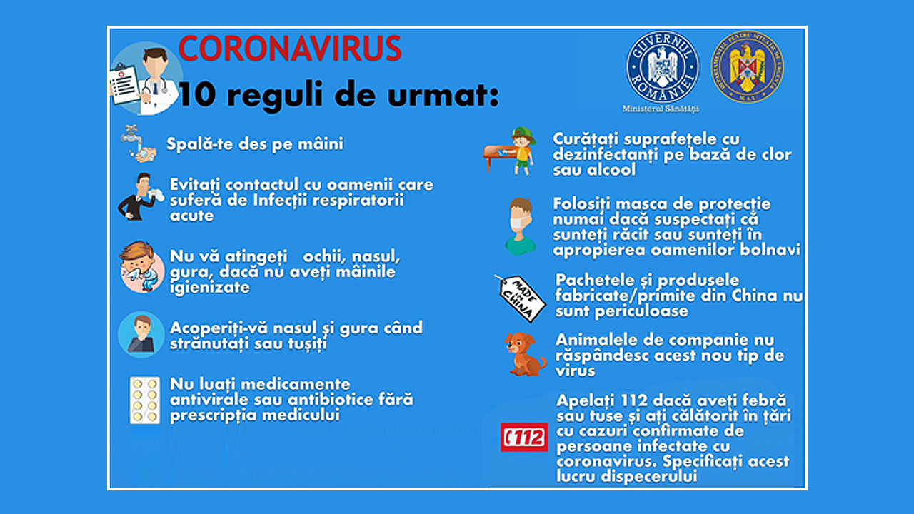 10 recomandări pentru prevenirea îmbolnăvirilor cu coronavirus