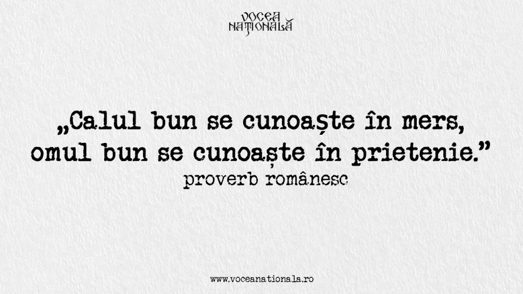 Calul bun se cunoaște în mers, omul bun se cunoaște în prietenie