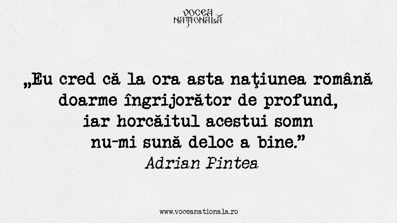 Eu cred că la ora asta naţiunea română doarme îngrijorător de profund, iar horcăitul acestui somn nu-mi sună deloc a bine