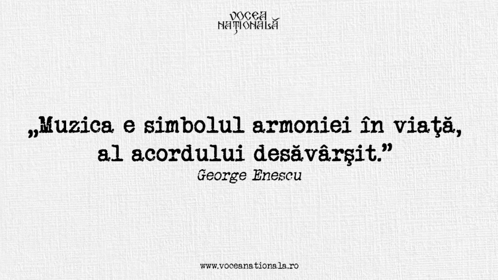 Portretul lui George Enescu, compozitor român de renume mondial, cu vioara în mână, în timpul unui concert.