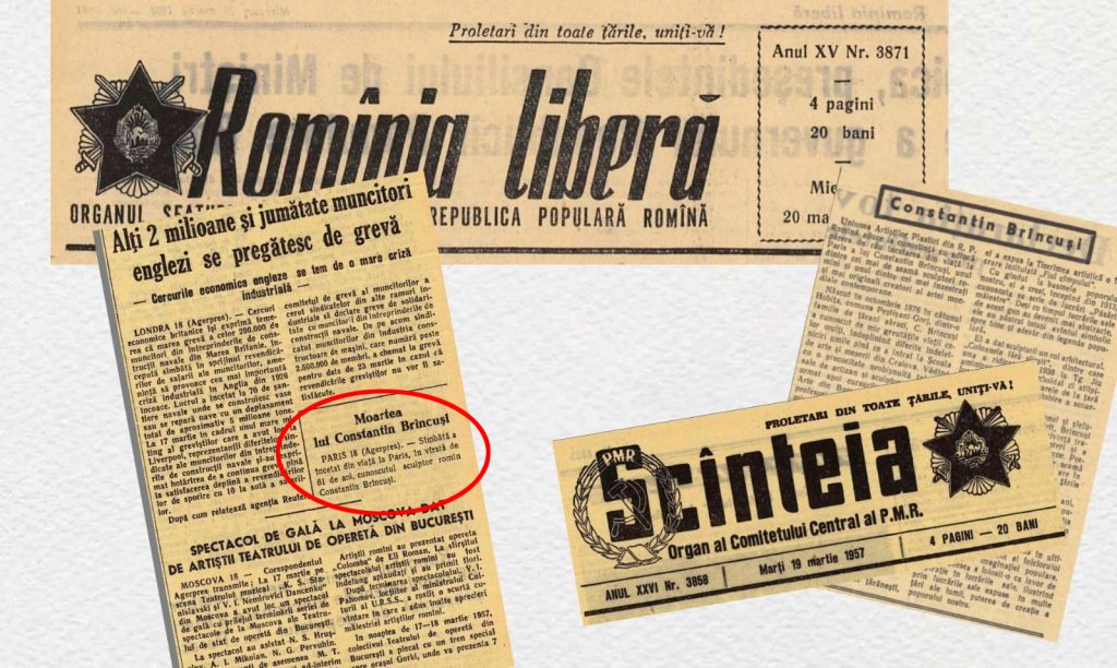 Constantin Brâncuși s-a stins din viață la data de 16 martie 1957, la Paris.